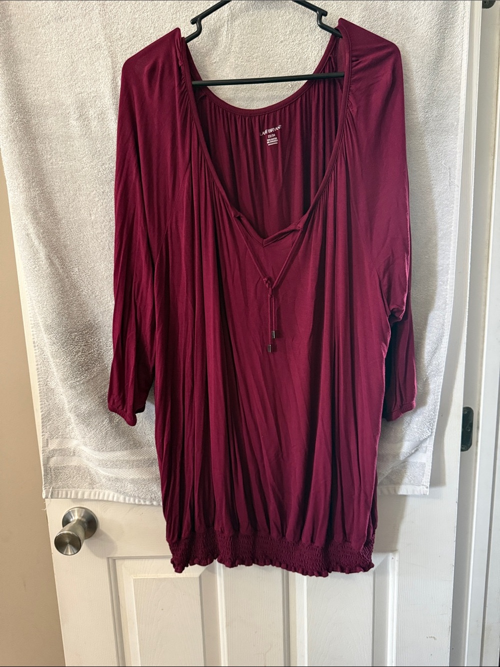 Lane Bryant Berry V-Neck Tunic with Tie Detail